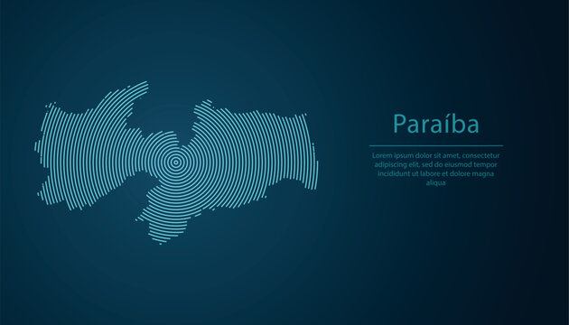Paraiba state of Brazil. Map contour with abstract circular line pattern