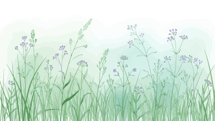 Obraz premium Watercolor Field Illustration A Delicate Dance of Grasses and Wildflowers