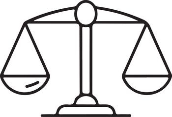 Perfect Balance Scales Icon: Justice, Equality, Equilibrium, and Stable Risk Symbol
