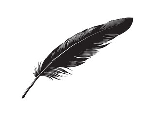 Minimalist black feather 2D line art vector illustration for creative projects and branding