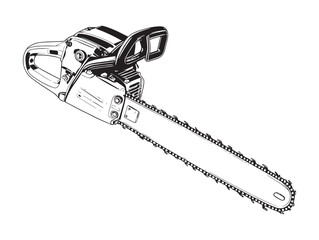 Minimalist Chainsaw Vector 2D Vector Line Art Artwork for Creative Projects and Design Concepts