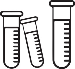 Test Tubes Line Icon Set: Laboratory, Science, Research, and Medical Testing Symbol