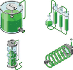 Interconnected Laboratory Apparatuses for Chemical Processing, Bioreactor Cultivation, and Fluid Transfer Using Green Tubing and Controlled Reaction Chambers