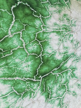 Detail of a toxic phosphogypsum waste pond in the vicinity of the town of Huelva. Aerial view. Drone shot. Huelva province, Andalusia, Spain