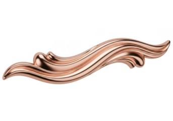 Elegant copper swirl ornament isolated on transparent background for luxury design projects