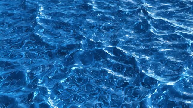 Seamlessly looping abstract background featuring smooth digital fluid ripples causing geometric deformation across a vibrant blue surface slowmovement, waterlike, motiongraphic
