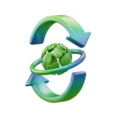 Eco-Friendly Recycling Concept with Arrows and Leaf Globe.
