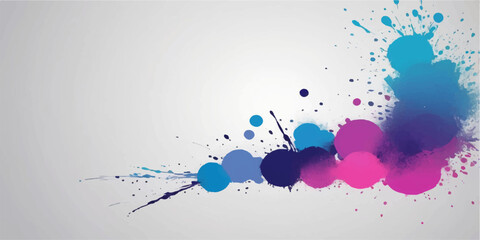 Abstract colourful watercolour texture with artistic blue and ink paint splashes and drops