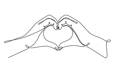 One continuous single line drawing of hand give love isolated on transparent background. Eps 10