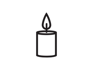 Modern candle icon 2D vector line art in a clean minimalist style for websites