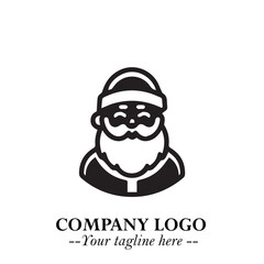 Santa Claus Logo Symbol in Black on White Background for Classic Holiday Branding and Design ArtPlus
