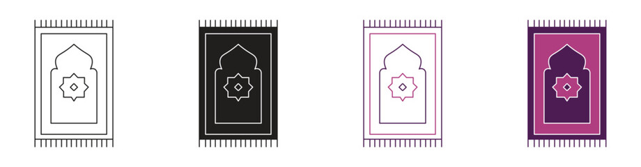 Prayer rug icon set on white background. Traditional Islamic Background. Vector illustration .