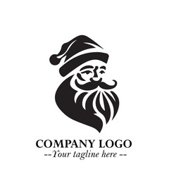 Fototapeta premium Santa Claus Logo Symbol in Black on White Background for Classic Holiday Branding and Design ArtPlus