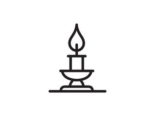 Simple candle icon 2D vector line art created in a clean minimalist style illustration