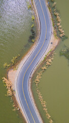 road with water on both sides