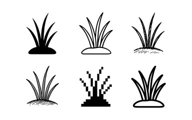 Diverse grass styles: silhouette, pixel, sketch, and more
