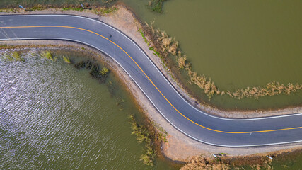 road with water on both sides