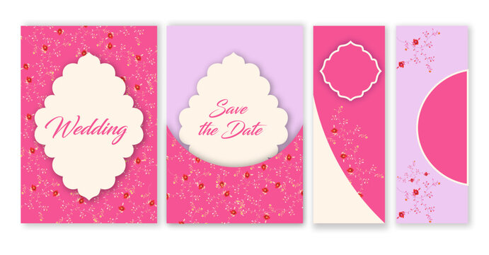 Indian Wedding Invitation set of Mehndi, Sangeet and wedding