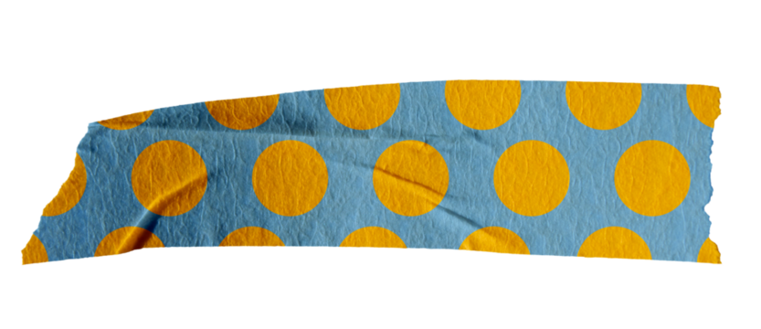 Ripped torn paper adhesive blue yellow dot pattern washi tape on transparent background - Powered by Adobe