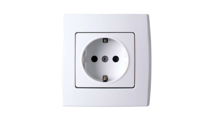Close-up of a simple, white, round, recessed wall outlet