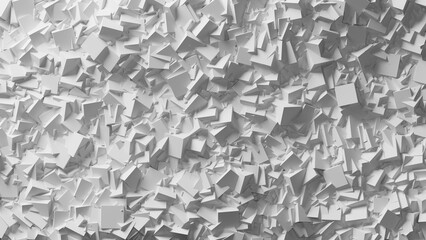 たくさんの不規則に配置された白い立方体