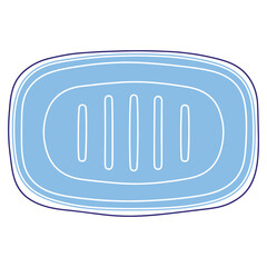 Simple Blue Soap Dish Illustration for Bathroom Hygiene and Cleanliness Promotion and Modern Interior Design Element