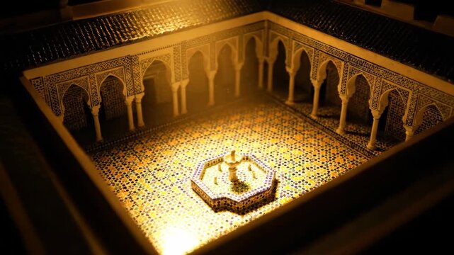 Interior courtyard with fountain and geometric tile work detail