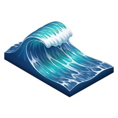 Stylized Ocean Wave Illustration with White Foam Crests and Blue Tones.