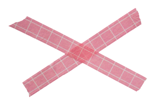 Red adhesive sticky paper masking tape cut out design element, cross shape x