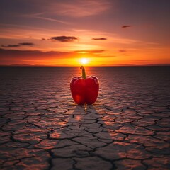 Red Pepper Sunset in a Dry Landscape.