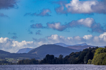 Distant hills and clouds above Bala Lake