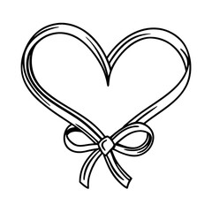 Ribbon-Style Heart Continuous Line Art | Minimalist Looping Heart Vector | Elegant Valentine Outline Illustration
