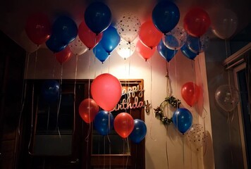 Vibrant celebration: Capturing a birthday party scene with balloons, decorations, and a joyful