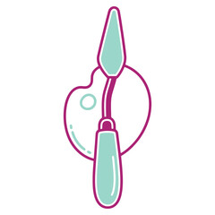 Stylized Artist Palette and Palette Knife Vector Illustration on White Background for Creative Projects and Design Resources