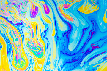 Psychedelic multicolored background abstract. Rainbow colors. patterns background. Photo macro shot of soap bubbles
