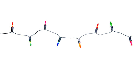 Naklejka premium String of Christmas lights isolated on white background With clipping path