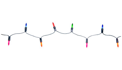 Naklejka premium String of Christmas lights isolated on white background With clipping path