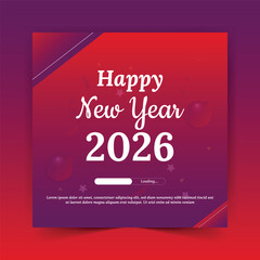 Happy new year 2026 with unique number logo concept. 2026 new year celebration banner template for social media post, calendar and cover