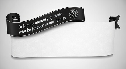 Honor a loved one with this elegant memorial ribbon banner, a heartfelt tribute to cherish memories and express sympathy during times of remembrance