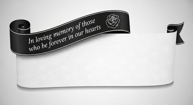 Honor a loved one with this elegant memorial ribbon banner, a heartfelt tribute to cherish memories and express sympathy during times of remembrance - Powered by Adobe