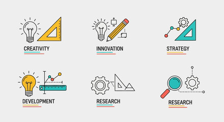 Creative business concepts illustrations representing creativity, innovation and strategy