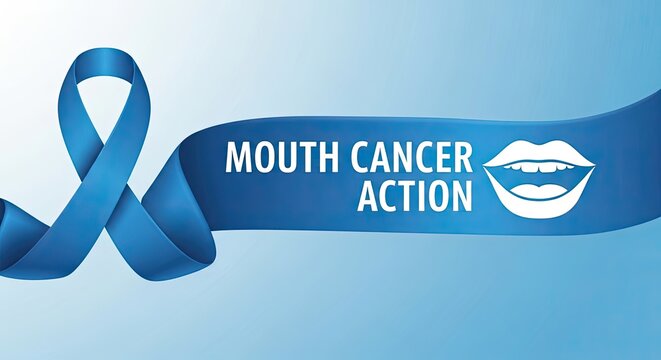 Raise awareness with this mouth cancer action ribbon graphic, perfect for health campaigns and educational materials emphasizing dental and oral health