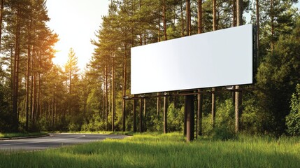 Billboard Mockup in Scenic Forest Landscape for Outdoor Advertising and Marketing Campaigns