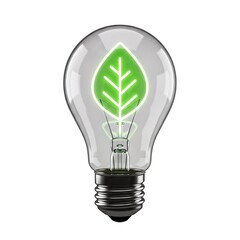 Eco-Friendly Light Bulb with Green Leaf Inside for Sustainability.