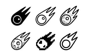 Obraz premium Retro pixel and minimalist shooting star icons in various styles