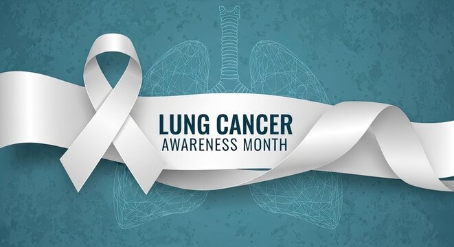 Raise awareness for lung cancer month with this symbolic white ribbon and lung illustration, encourage support and inspire hope for patients and their families.