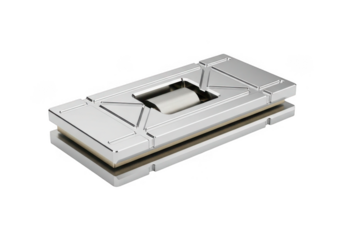 Shiny metallic mechanical component isolated on transparent background for industrial design and engineering use