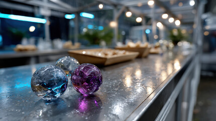 An artistic depiction of colorful decorations and shiny ornaments on a winter table, capturing the essence of the festive season while evoking feelings of warmth and joy.