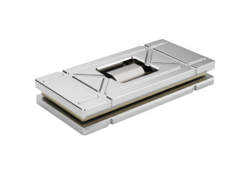 Shiny metallic mechanical component isolated on transparent background for industrial design and engineering use