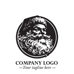 Fototapeta premium Santa Claus Logo Symbol in Black on White Background for Classic Holiday Branding and Design ArtPlus